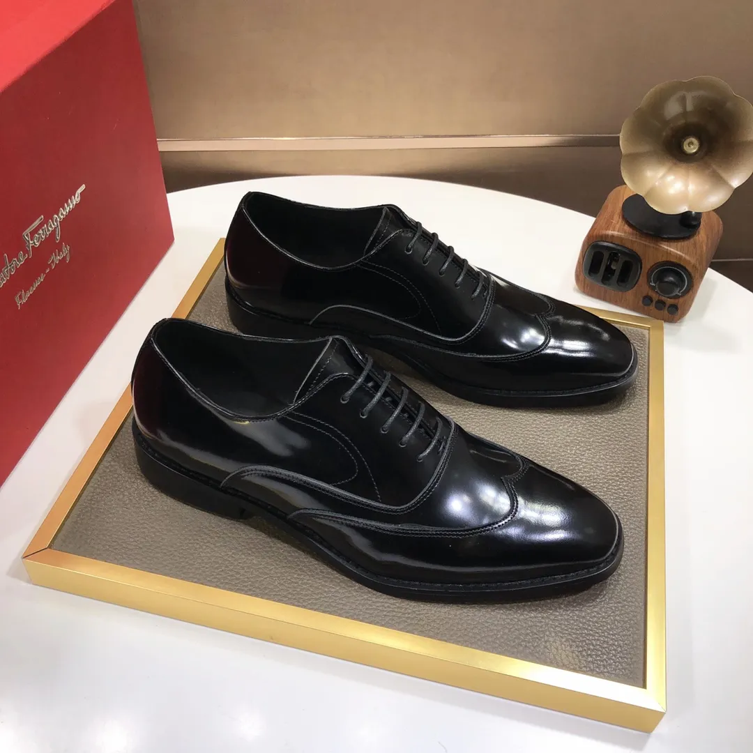 Men's shoes 💰540💰[Ferragamo/Ferragamo] (high-end Niuli) New 🍀 Ferragamo* - top version Ferragamo's classic formal leather shoes! Made of imported original cowhide, the inner top layer is comfortable cowhide lining! Original wear-resistant rubber outsole! High quality products! Code number 38-44!